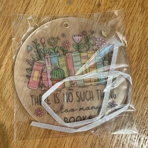 NWT Ornament There is No Such Thing as Too Many Books Books Flowers Ribbon